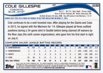 2014 Topps Update #US-280 Cole Gillespie Back