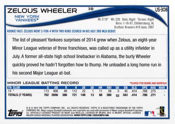 2014 Topps Update #US-308 Zelous Wheeler Back
