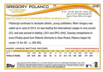 2014 Topps Update #US-221 Gregory Polanco Back