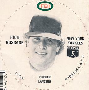 1982 FBI Discs #NNO Rich Gossage Front
