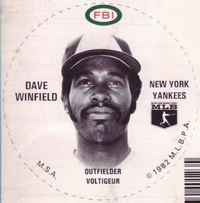 1982 FBI Discs #NNO Dave Winfield Front