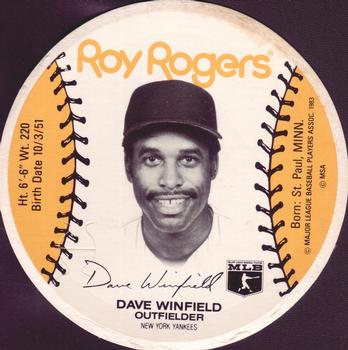 1983 Roy Rogers New York Yankees Discs #NNO Dave Winfield Front