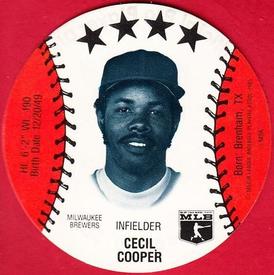 1985 Thom McAn Jox Discs #NNO Cecil Cooper Front