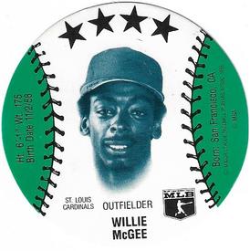1985 Thom McAn Jox Discs #NNO Willie McGee Front