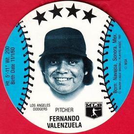 1985 Thom McAn Jox Discs #NNO Fernando Valenzuela Front