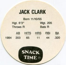 1985 KAS Discs #NNO Jack Clark Back