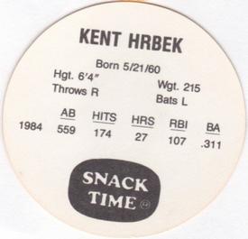 1985 KAS Discs #NNO Kent Hrbek Back