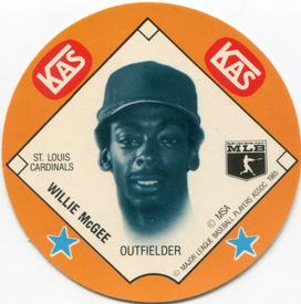 1985 KAS Discs #NNO Willie McGee Front