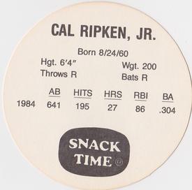 1985 KAS Discs #NNO Cal Ripken, Jr. Back