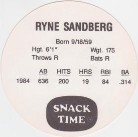 1985 KAS Discs #NNO Ryne Sandberg Back