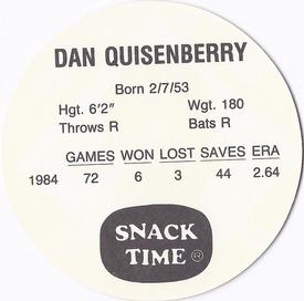 1985 KAS Discs #NNO Dan Quisenberry Back