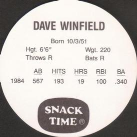 1985 KAS Discs #NNO Dave Winfield Back