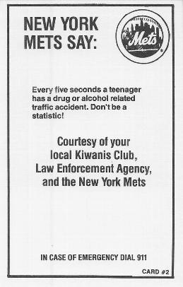 1985 New York Mets Police #2 Davey Johnson / Gary Carter Back