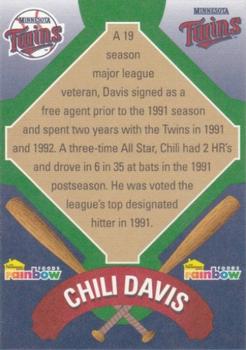 2001 Rainbow Foods Minnesota Twins World Series 10th Anniversary #NNO Chili Davis Back