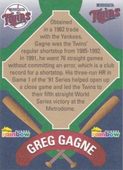 2001 Rainbow Foods Minnesota Twins World Series 10th Anniversary #NNO Greg Gagne Back