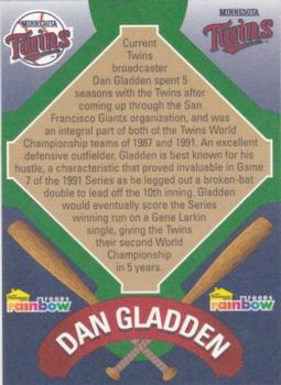 2001 Rainbow Foods Minnesota Twins World Series 10th Anniversary #NNO Dan Gladden Back