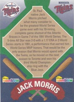 2001 Rainbow Foods Minnesota Twins World Series 10th Anniversary #NNO Jack Morris Back