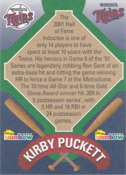 2001 Rainbow Foods Minnesota Twins World Series 10th Anniversary #NNO Kirby Puckett Back