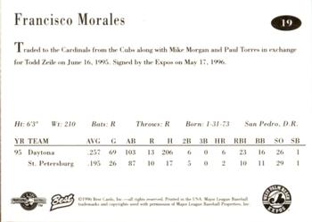 1996 Best West Palm Beach Expos #19 Francisco Morales Back