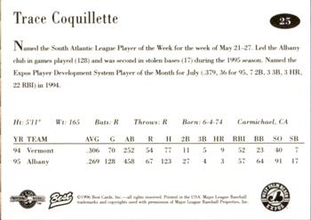 1996 Best West Palm Beach Expos #25 Trace Coquillette Back