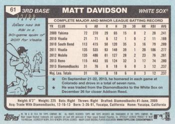 2014 Topps Archives - Silver #61 Matt Davidson Back