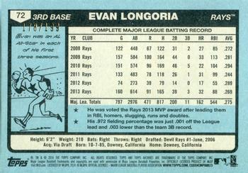 2014 Topps Archives - Gold #72 Evan Longoria Back
