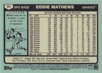 2014 Topps Archives - Gold #68 Eddie Mathews Back