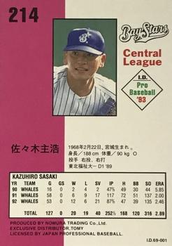 1993 Tomy I.D. #214 Kazuhiro Sasaki Back