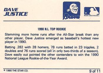 1990 Star Dave Justice #9 Dave Justice Back