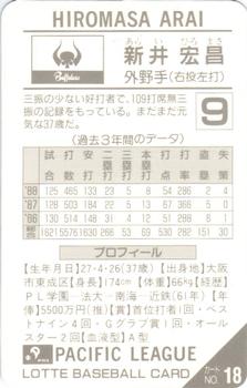 1989 Lotte Gum #18 Hiromasa Arai Back