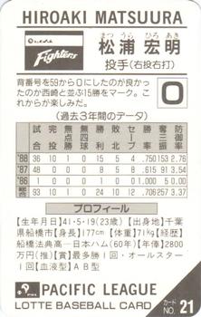 1989 Lotte Gum #21a Hiroaki Matsuura Back