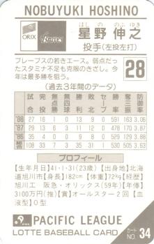 1989 Lotte Gum #34 Nobuyuki Hoshino Back