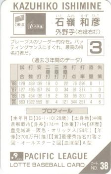 1989 Lotte Gum #38 Kazuhiko Ishimine Back