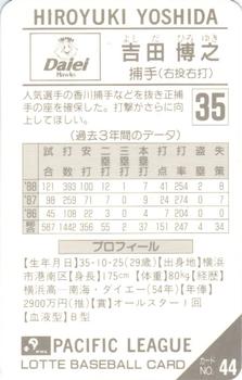1989 Lotte Gum #44 Hiroyuki Yoshida Back