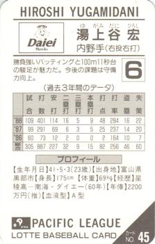 1989 Lotte Gum #45a Hiroshi Yugamidani Back