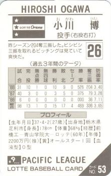 1989 Lotte Gum #53 Hiroshi Ogawa Back