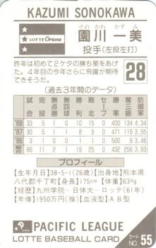 1989 Lotte Gum #55 Kazumi Sonokawa Back