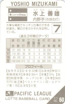 1989 Lotte Gum #60 Yoshio Mizukami Back