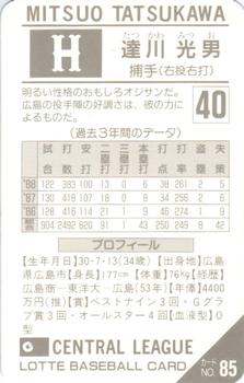 1989 Lotte Gum #85a Mitsuo Tatsukawa Back