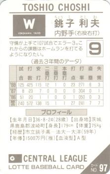 1989 Lotte Gum #97 Toshio Choshi Back