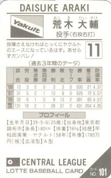 1989 Lotte Gum #101a Daisuke Araki Back