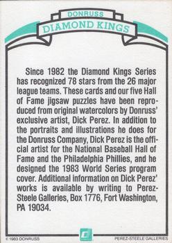 1984 Donruss #NNO Diamond Kings Checklist: 1-26 Back