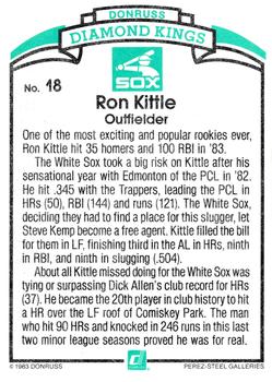 1984 Donruss #18 Ron Kittle Back