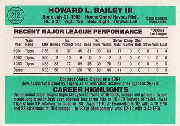 1984 Donruss #212 Howard Bailey Back