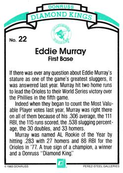 1984 Donruss #22 Eddie Murray Back