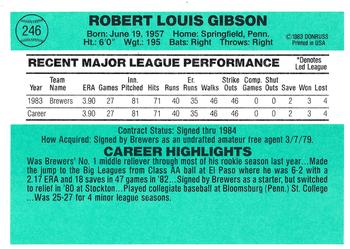1984 Donruss #246 Bob Gibson Back