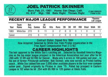 1984 Donruss #27 Joel Skinner Back