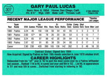 1984 Donruss #307 Gary Lucas Back