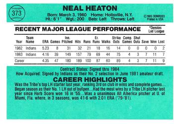 1984 Donruss #373 Neal Heaton Back