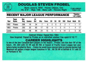 1984 Donruss #38 Doug Frobel Back